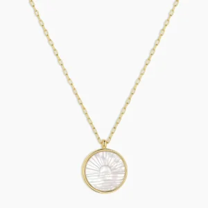18K Gold Plated Mother of Pearl Pendant Necklace