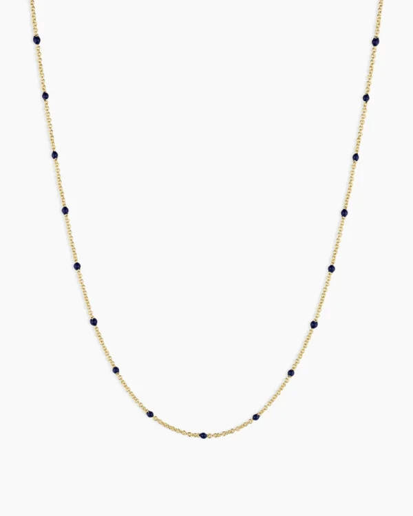 18K Gold Plated Black Enamel Necklace