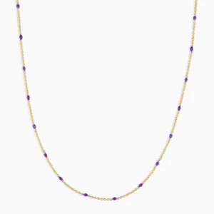 18K Gold Plated Purple Enamel Necklace