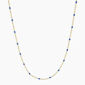 18K Gold Plated Royal Blue Enamel Necklace